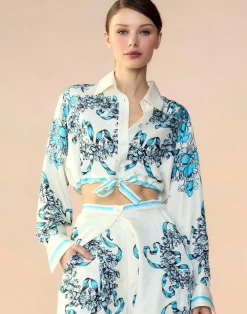 Cynthia Rowley Marseille Shirt WTBLU New