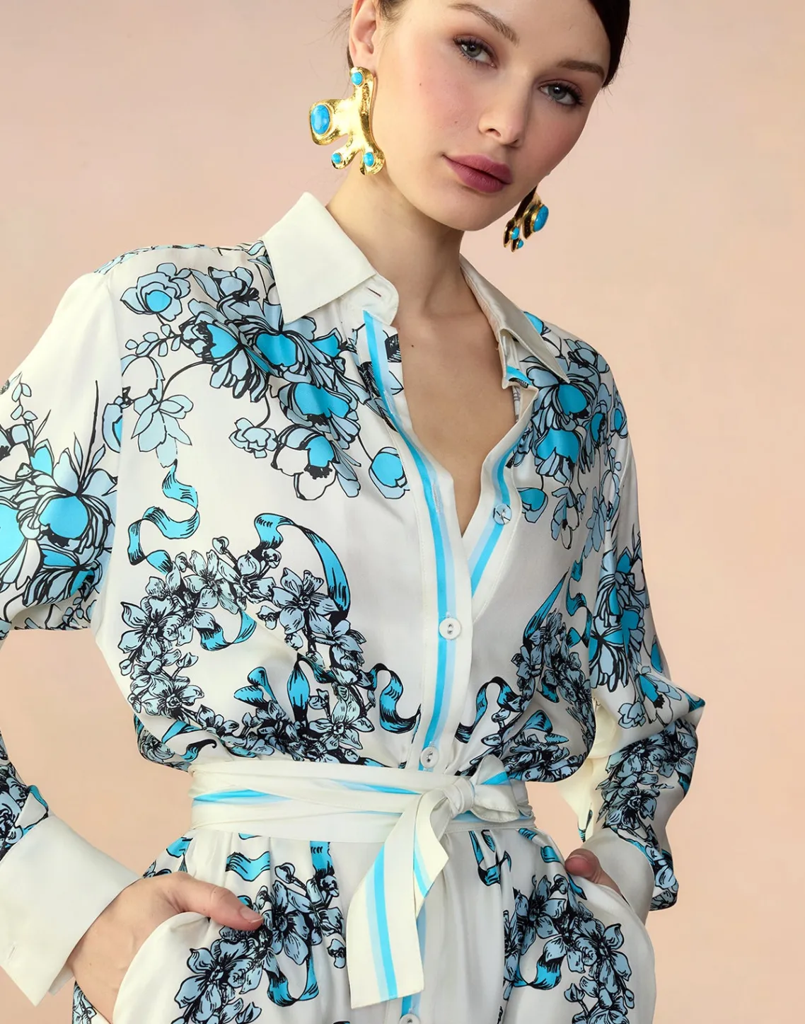 Cynthia Rowley Marseille Shirt Dress WTBLU Outlet