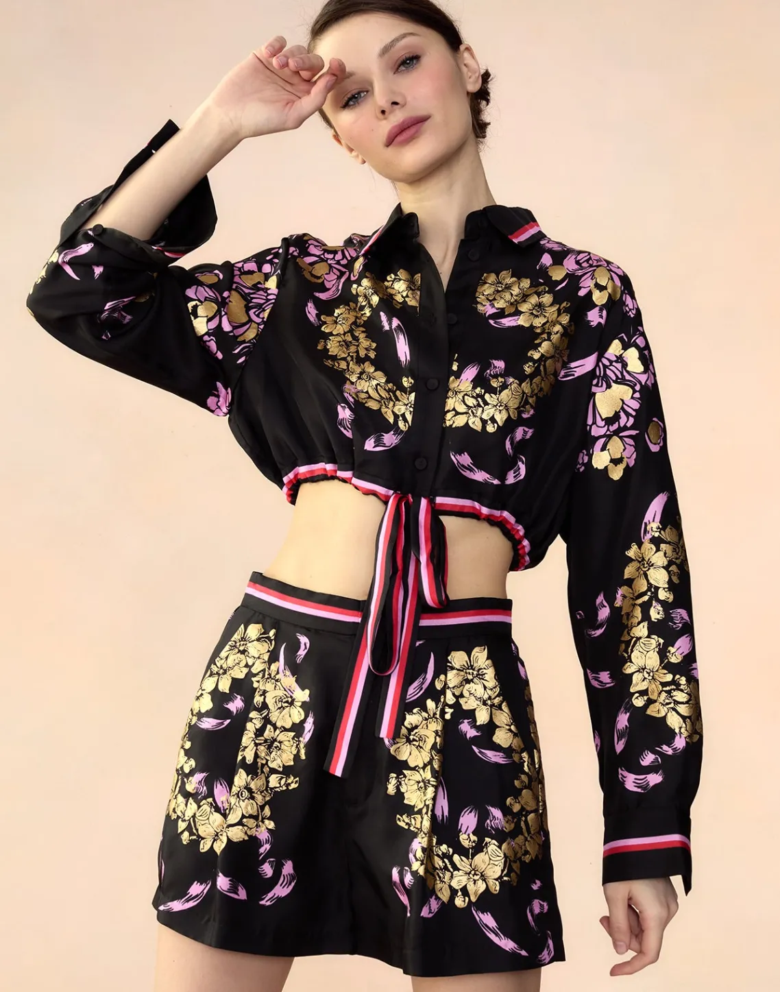 Cynthia Rowley Marseille Shorts BLKGD New