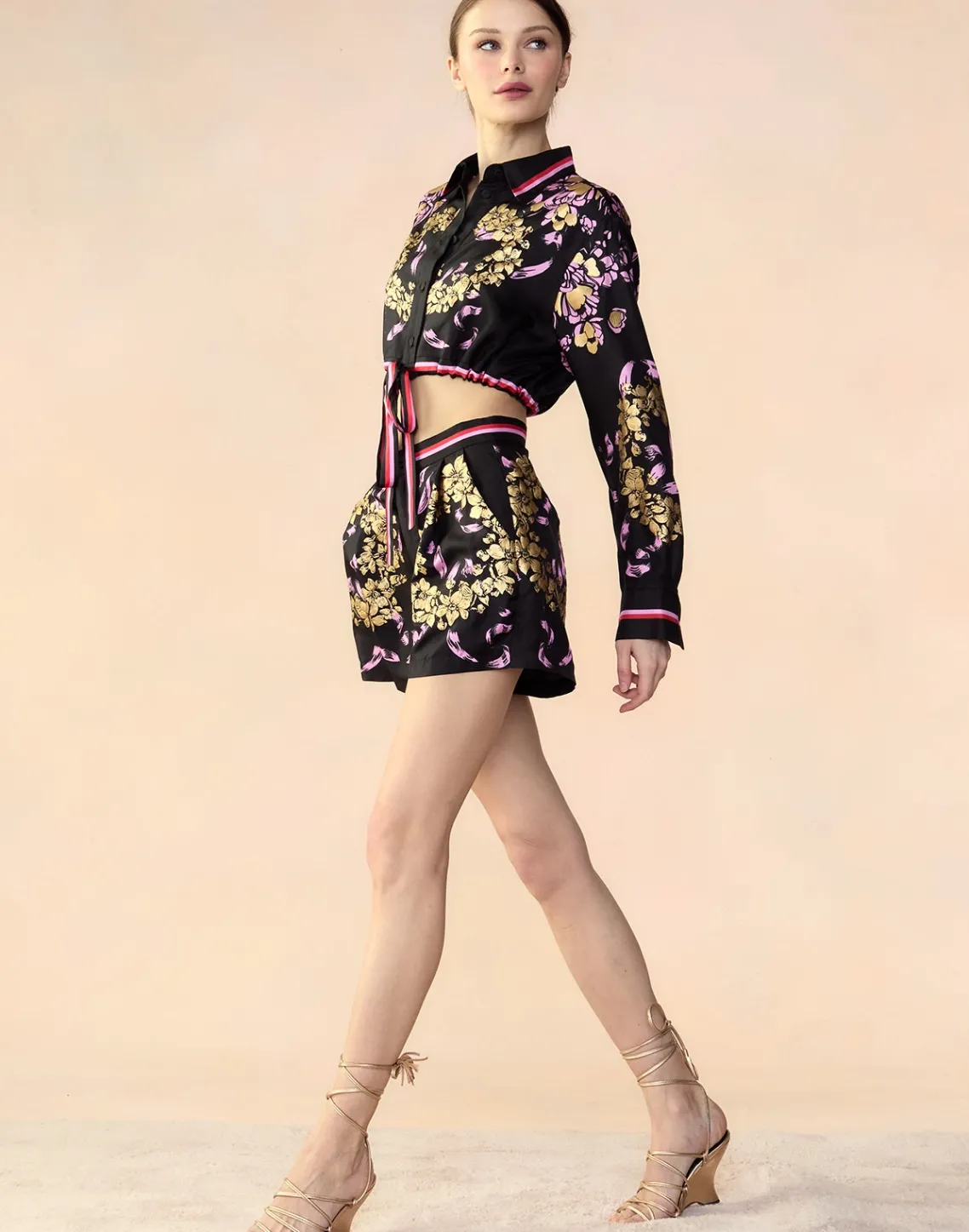 Cynthia Rowley Marseille Shorts BLKGD New