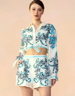 Cynthia Rowley Marseille Shorts WTBLU Outlet