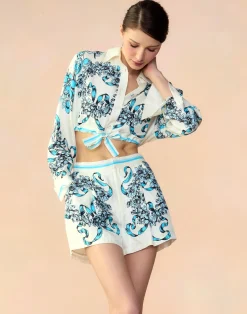 Cynthia Rowley Marseille Shorts WTBLU Outlet