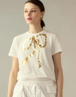 Cynthia Rowley Metallic Bow Tee White Outlet