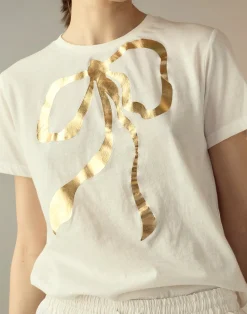 Cynthia Rowley Metallic Bow Tee White Outlet