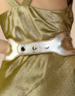 Cynthia Rowley Metallic Vegan Leather Belt GLDSV Outlet