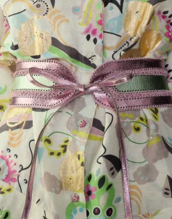 Cynthia Rowley Metallic Vegan Leather Belt GRNPK Fashion