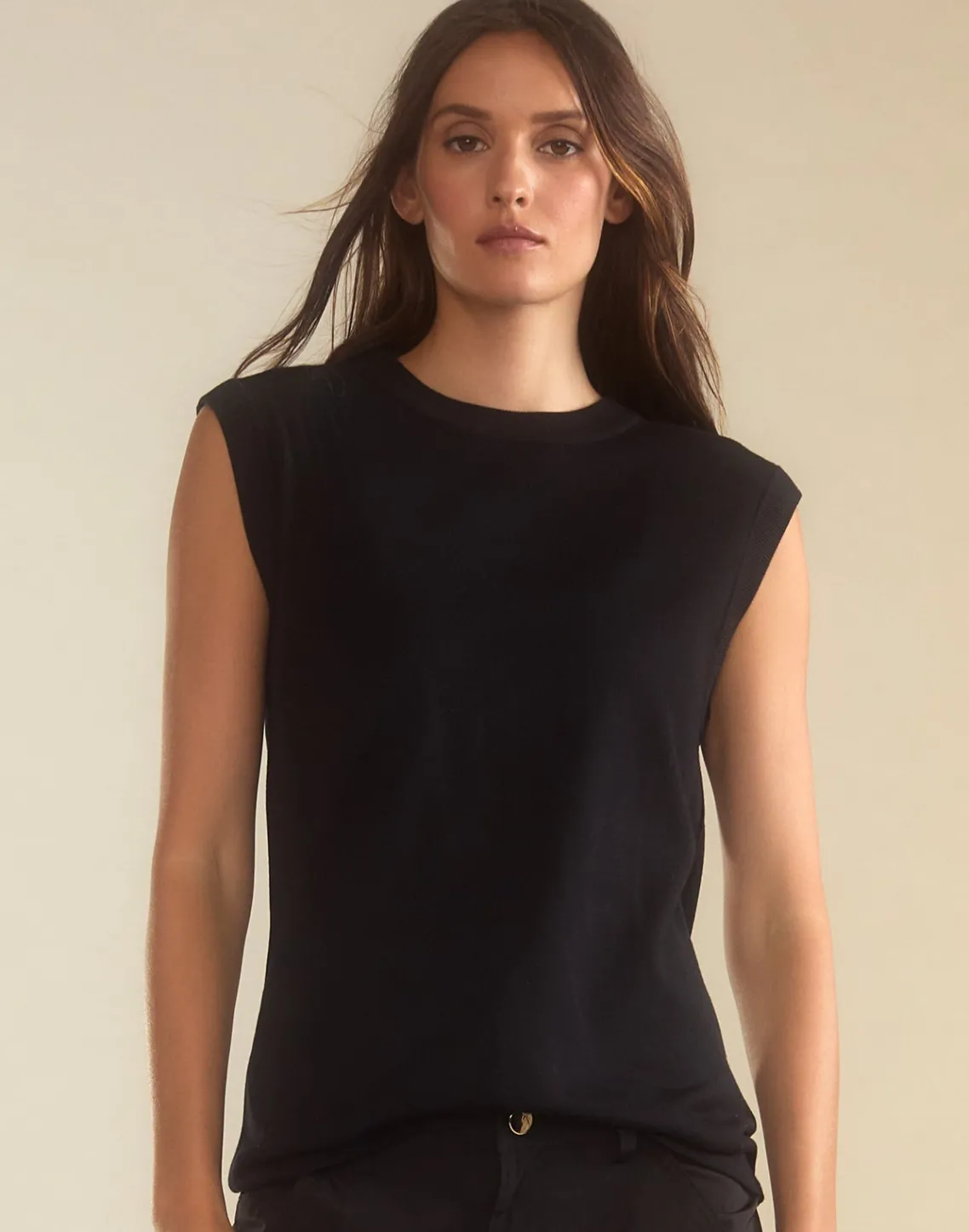 Cynthia Rowley Mica Sleeveless Knit Top BLACK Discount