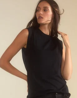 Cynthia Rowley Mica Sleeveless Knit Top BLACK Discount