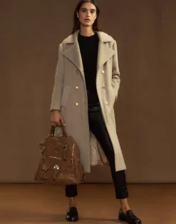 Cynthia Rowley Noa Wool Trench Coat CAMEL Discount