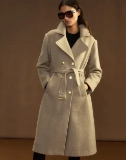 Cynthia Rowley Noa Wool Trench Coat CAMEL Discount