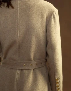 Cynthia Rowley Noa Wool Trench Coat CAMEL Discount