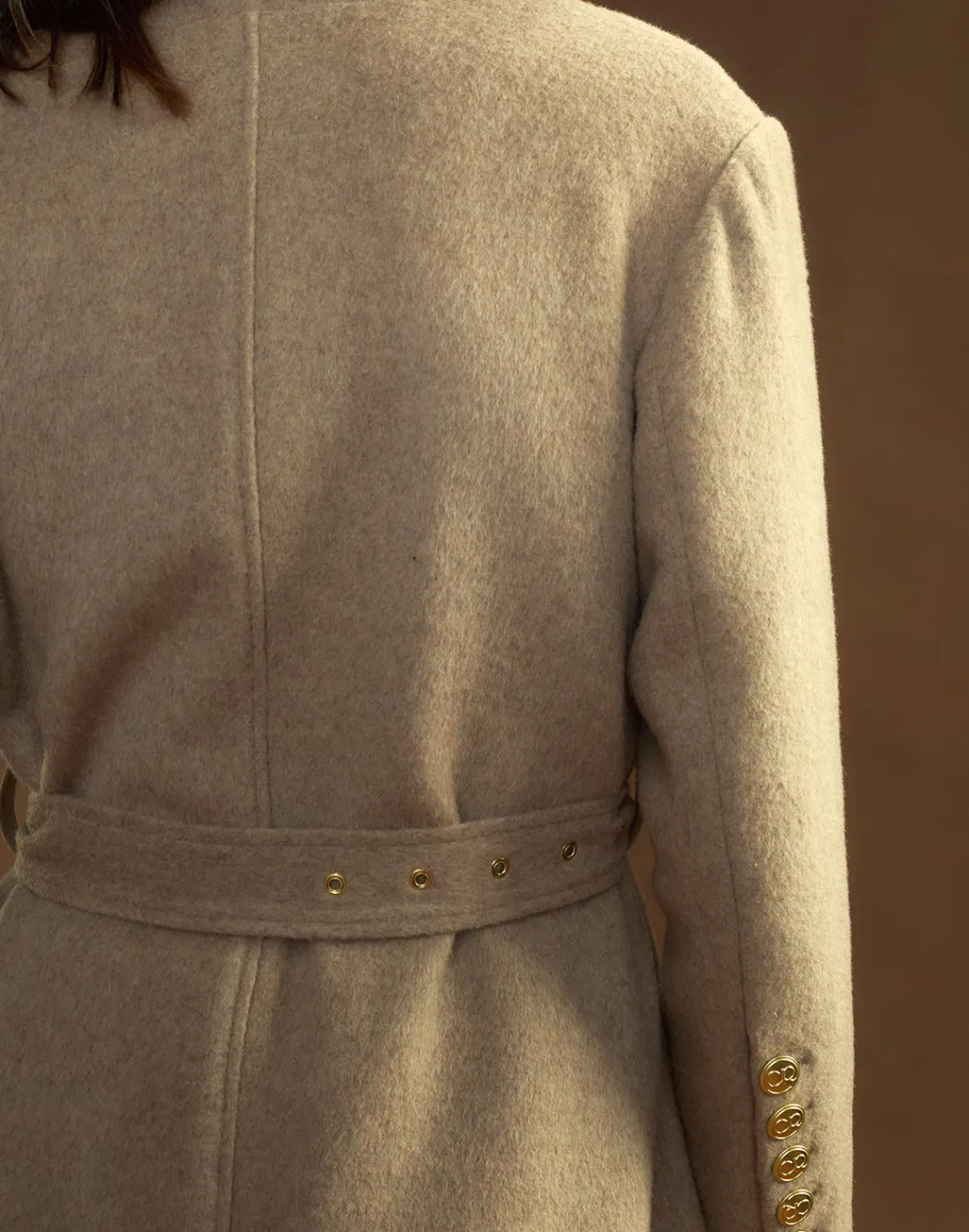 Cynthia Rowley Noa Wool Trench Coat CAMEL Discount