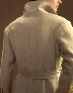 Cynthia Rowley Noa Wool Trench Coat CAMEL Discount