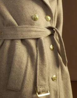 Cynthia Rowley Noa Wool Trench Coat CAMEL Discount