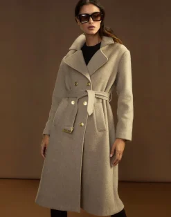 Cynthia Rowley Noa Wool Trench Coat CAMEL Discount