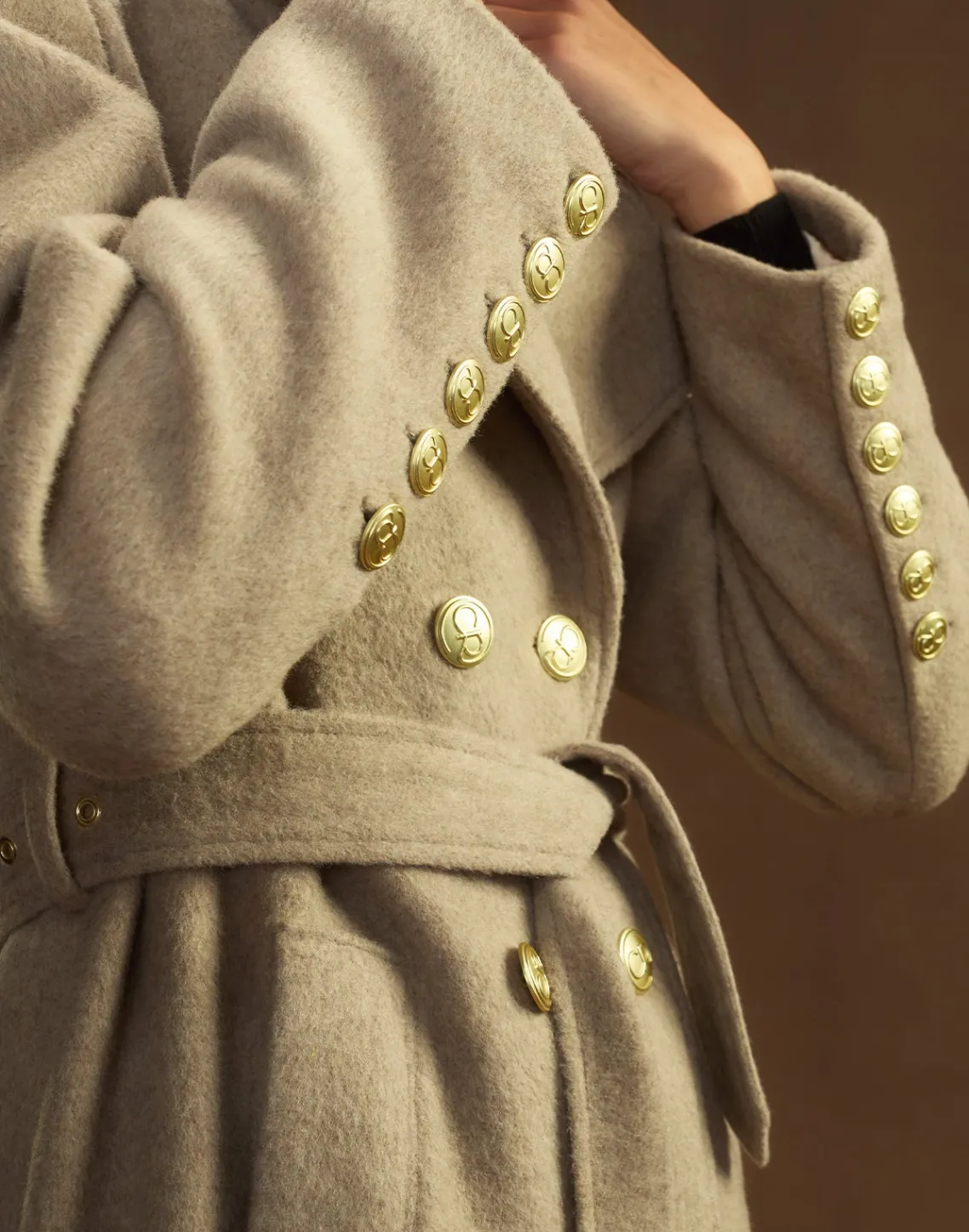 Cynthia Rowley Noa Wool Trench Coat CAMEL Discount