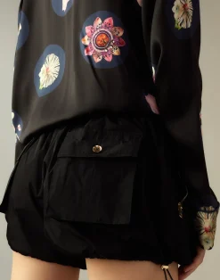 Cynthia Rowley Nylon Cargo Shorts BLACK Hot