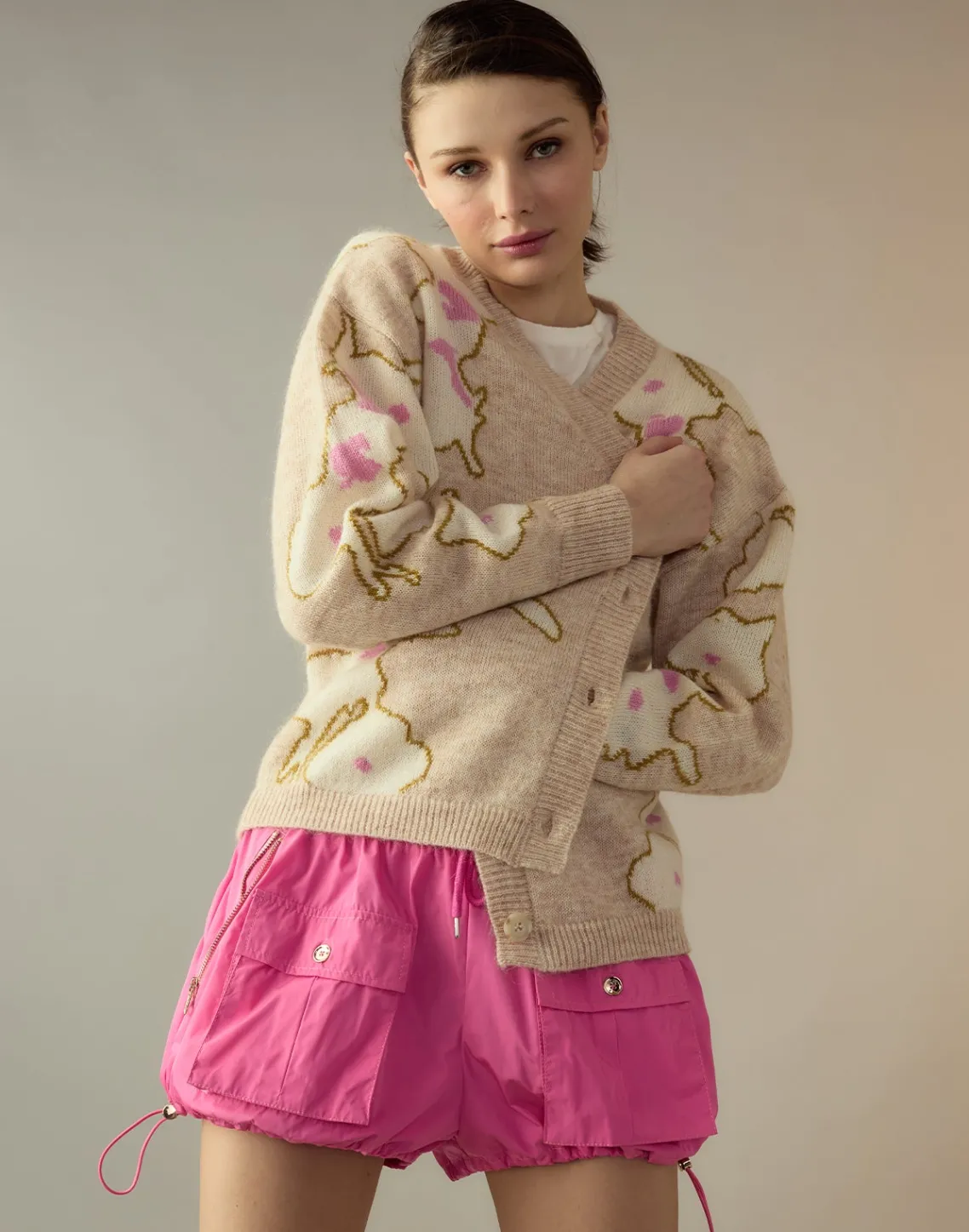 Cynthia Rowley Nylon Cargo Shorts HTPNK Clearance