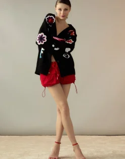 Cynthia Rowley Nylon Cargo Shorts Red Outlet