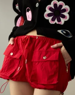 Cynthia Rowley Nylon Cargo Shorts Red Outlet