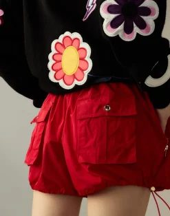 Cynthia Rowley Nylon Cargo Shorts Red Outlet