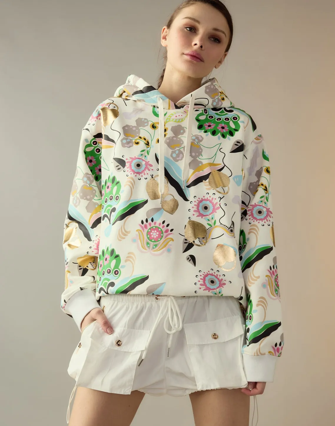 Cynthia Rowley Nylon Cargo Shorts White Clearance