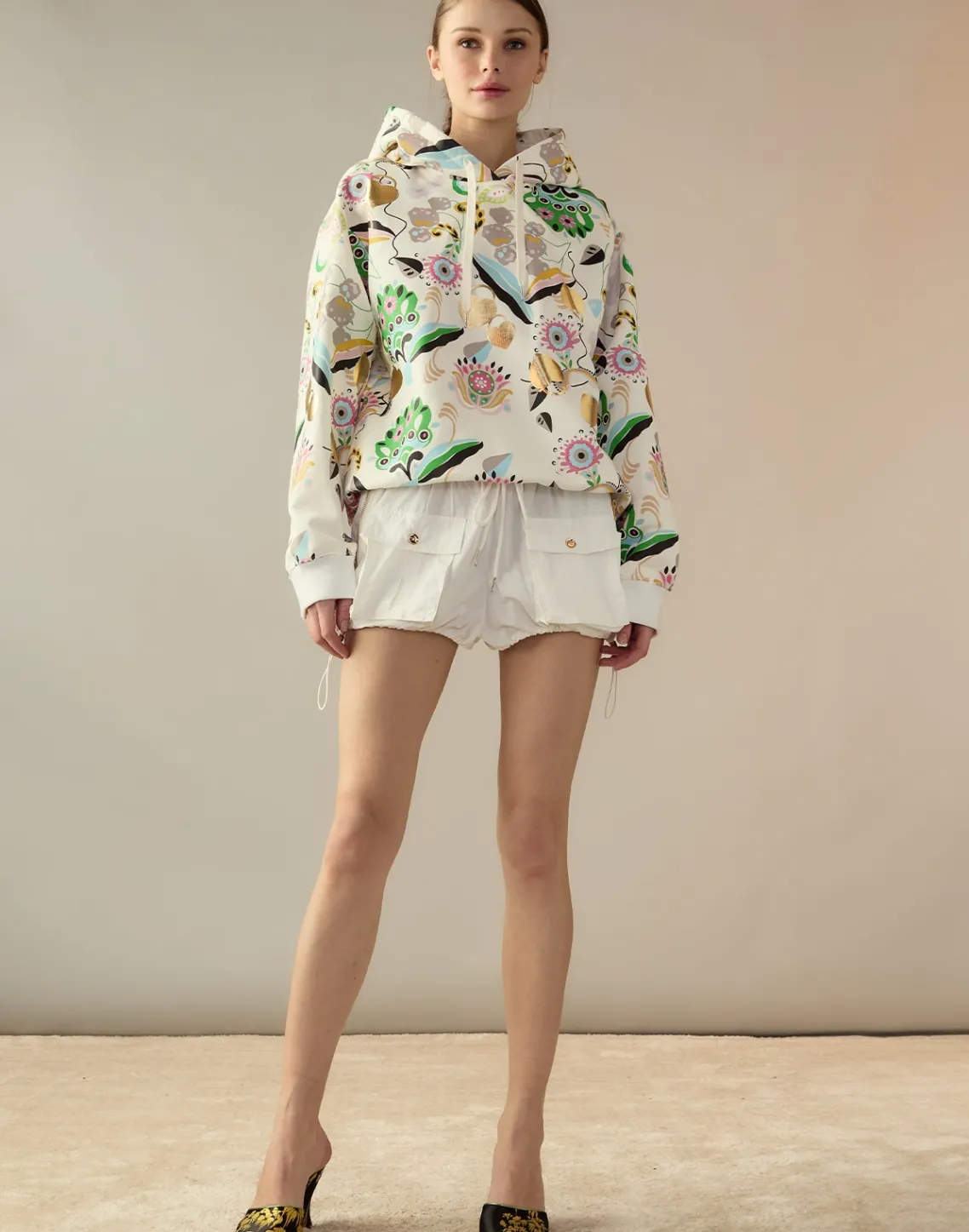 Cynthia Rowley Nylon Cargo Shorts White Clearance