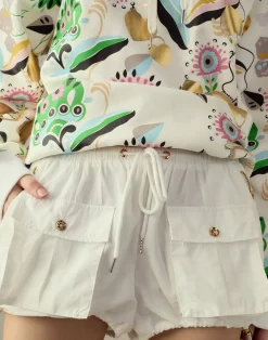 Cynthia Rowley Nylon Cargo Shorts White Clearance