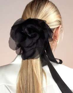 Cynthia Rowley Organza Flower Ties BLACK Clearance