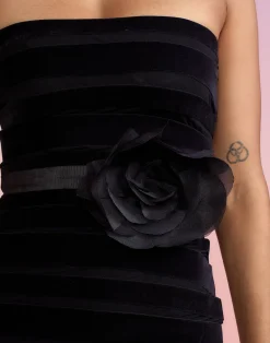 Cynthia Rowley Organza Flower Ties BLACK Clearance