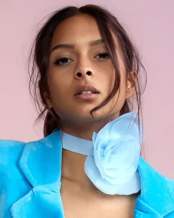 Cynthia Rowley Organza Flower Ties BLUE Outlet