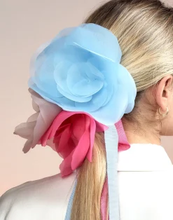 Cynthia Rowley Organza Flower Ties BLUE Outlet