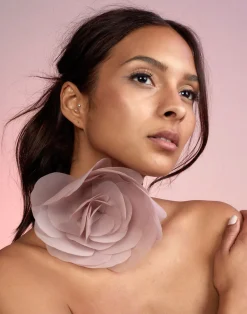 Cynthia Rowley Organza Flower Ties Blush Outlet