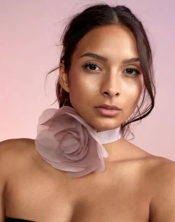 Cynthia Rowley Organza Flower Ties Blush Outlet