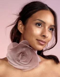 Cynthia Rowley Organza Flower Ties Blush Outlet