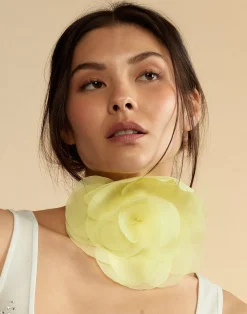 Cynthia Rowley Organza Flower Ties Yellow Hot