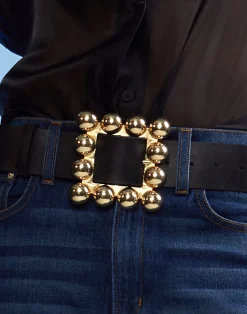 Cynthia Rowley Oversized Buckle Belt BLACK Clearance