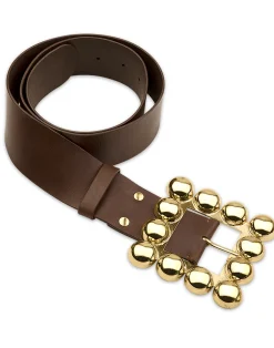 Cynthia Rowley Oversized Buckle Belt Brown Hot