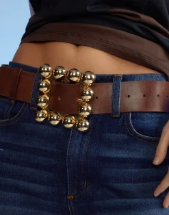 Cynthia Rowley Oversized Buckle Belt Brown Hot