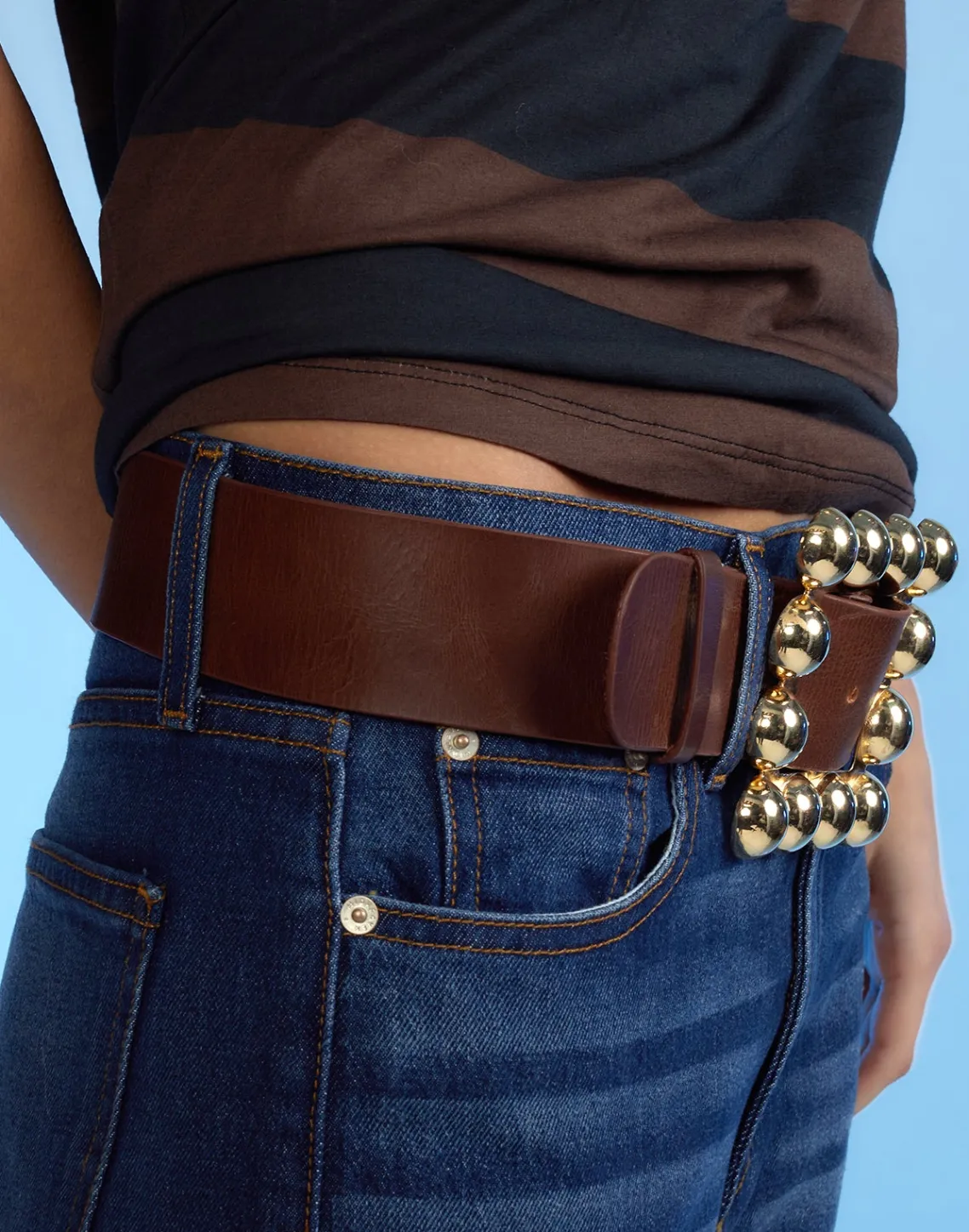 Cynthia Rowley Oversized Buckle Belt Brown Hot