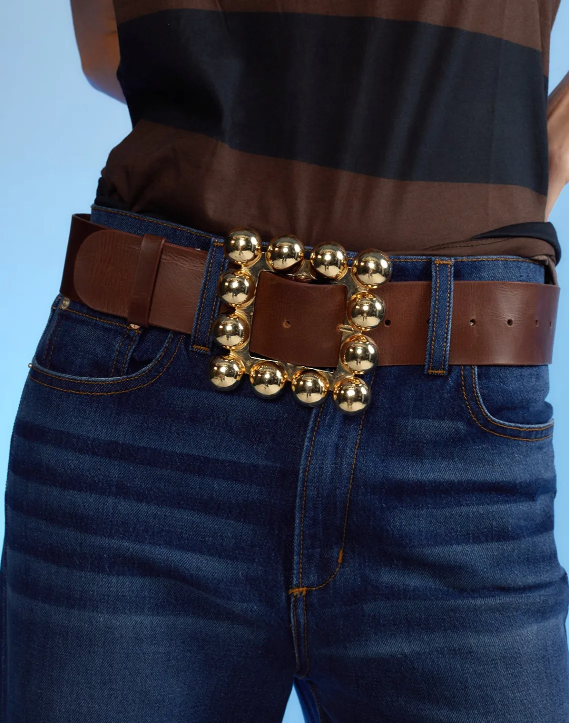 Cynthia Rowley Oversized Buckle Belt Brown Hot