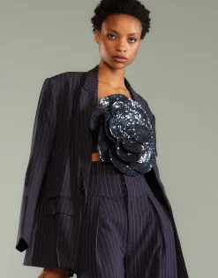Cynthia Rowley Pinstripe Blazer Navy Hot