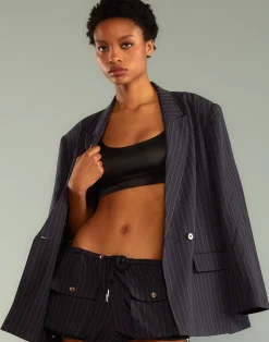 Cynthia Rowley Pinstripe Blazer Navy Hot