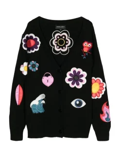 Cynthia Rowley Playful Patchwork Cardigan BLKMT Clearance