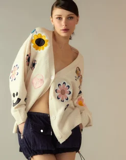 Cynthia Rowley Playful Patchwork Cardigan WHTML Clearance