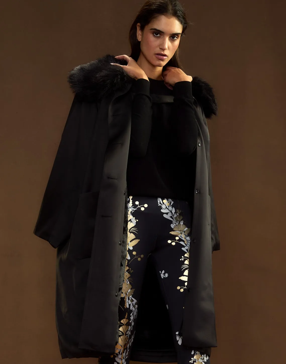 Cynthia Rowley Polished Coat BLACK Clearance