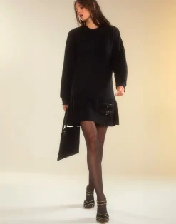 Cynthia Rowley Preston Kilt Sweatshirt Dress BLACK Clearance