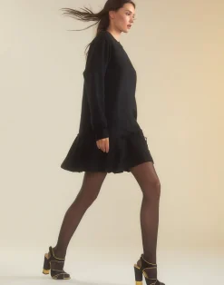 Cynthia Rowley Preston Kilt Sweatshirt Dress BLACK Clearance