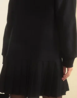 Cynthia Rowley Preston Kilt Sweatshirt Dress BLACK Clearance