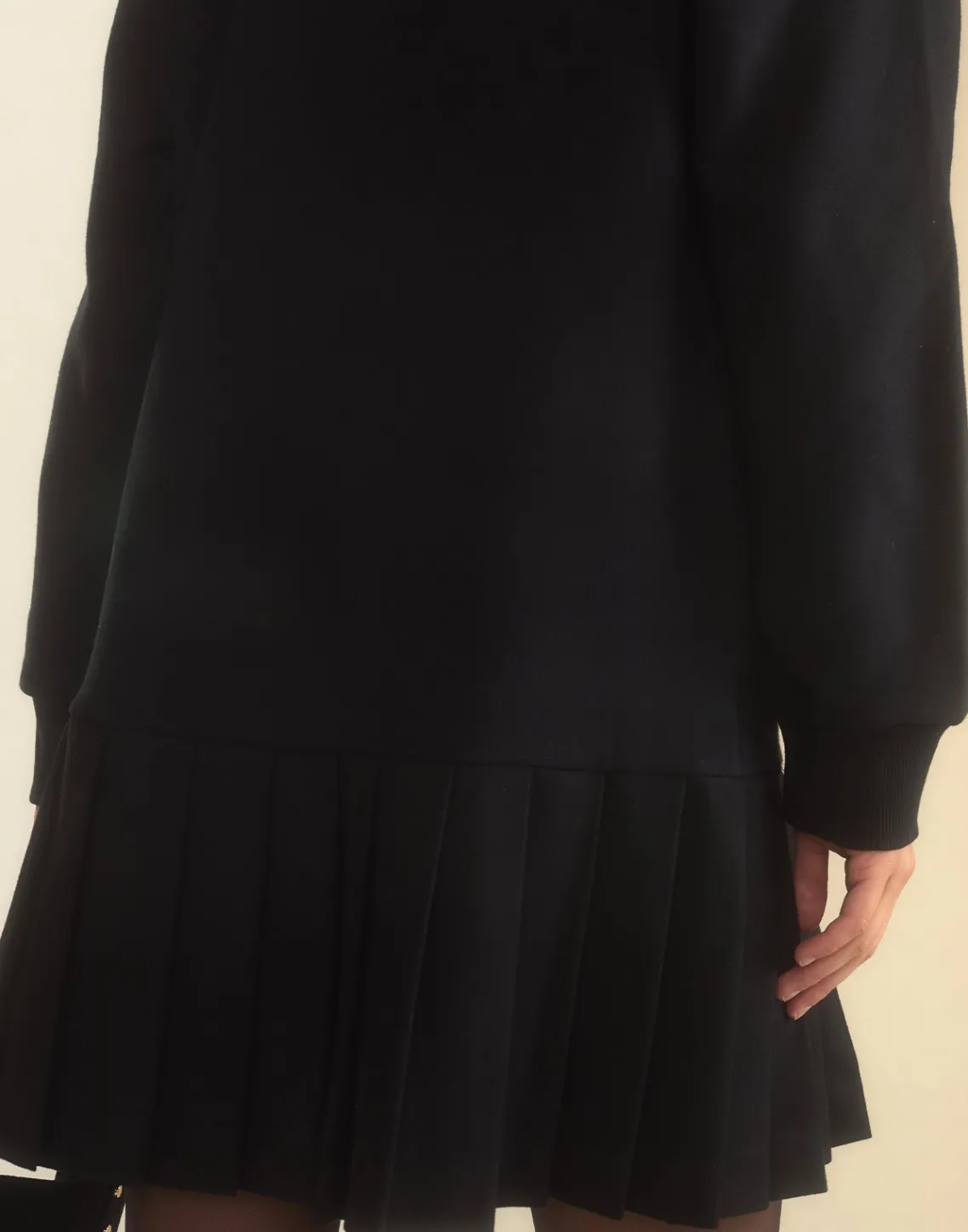 Cynthia Rowley Preston Kilt Sweatshirt Dress BLACK Clearance